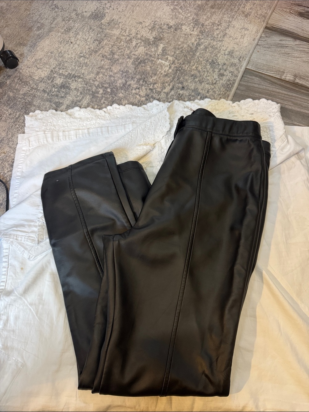 Have faux leather Black Straight Leg Women's Jeans#331